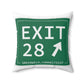 Vintage Exit 28 Merritt Parkway Sign Spun Polyester Square Pillow