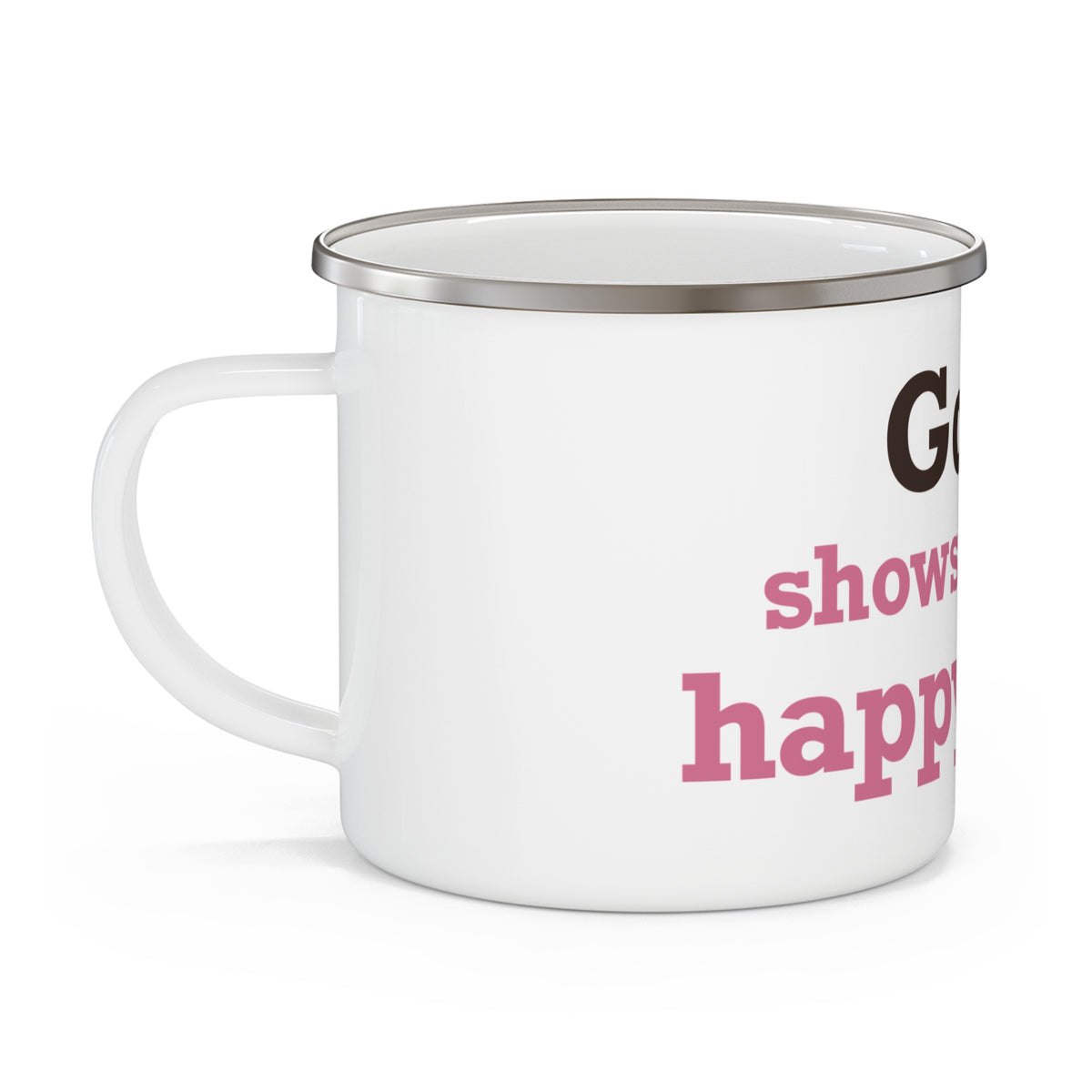 Goose Shows Are My Happy Place - Pink & Espresso Enamel Camping Mug