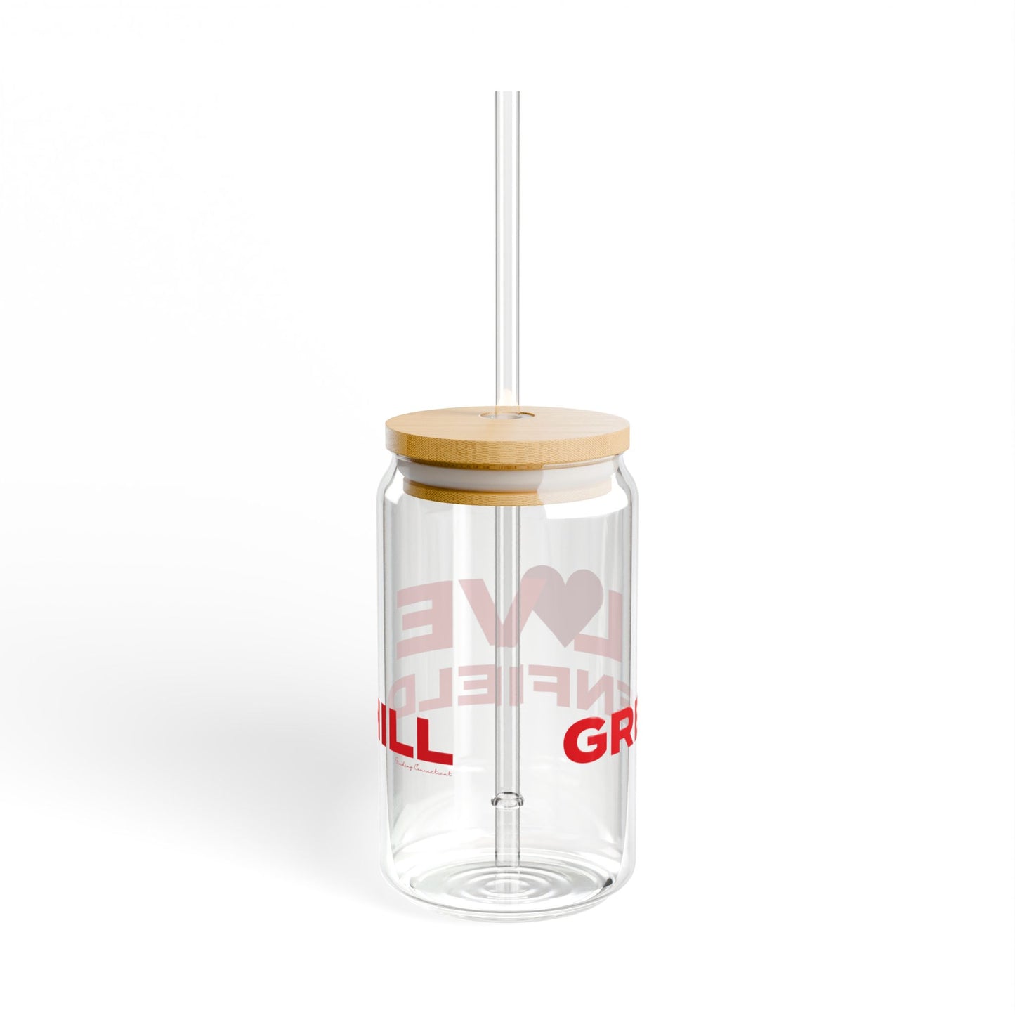 Love Greenfield Hill Glass Can with Straw and Lid, 16oz
