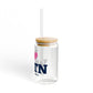 I Heart WLTN Glass Can with Straw and Lid, 16oz