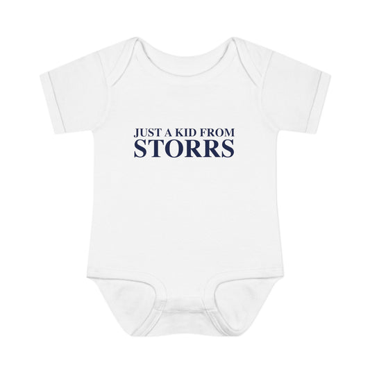 Just a kid from Storrs Infant Baby Rib Bodysuit