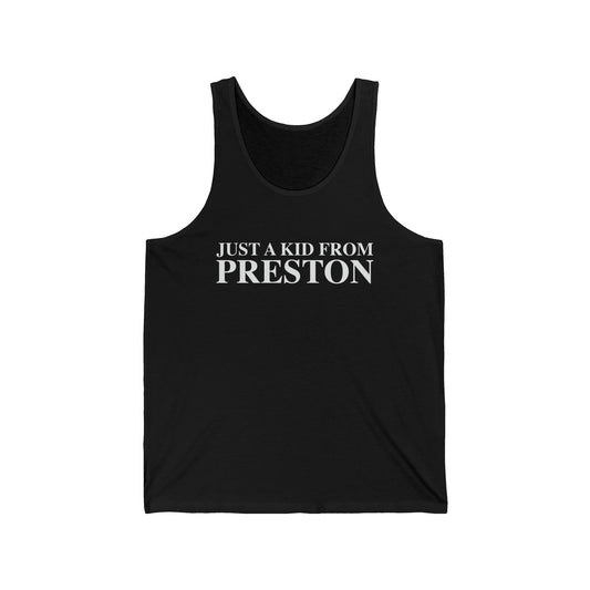 Just a kid from Preston Unisex Jersey Tank Top