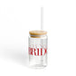 41 Tilt Bridgeport Glass Can with Straw and Lid, 16oz