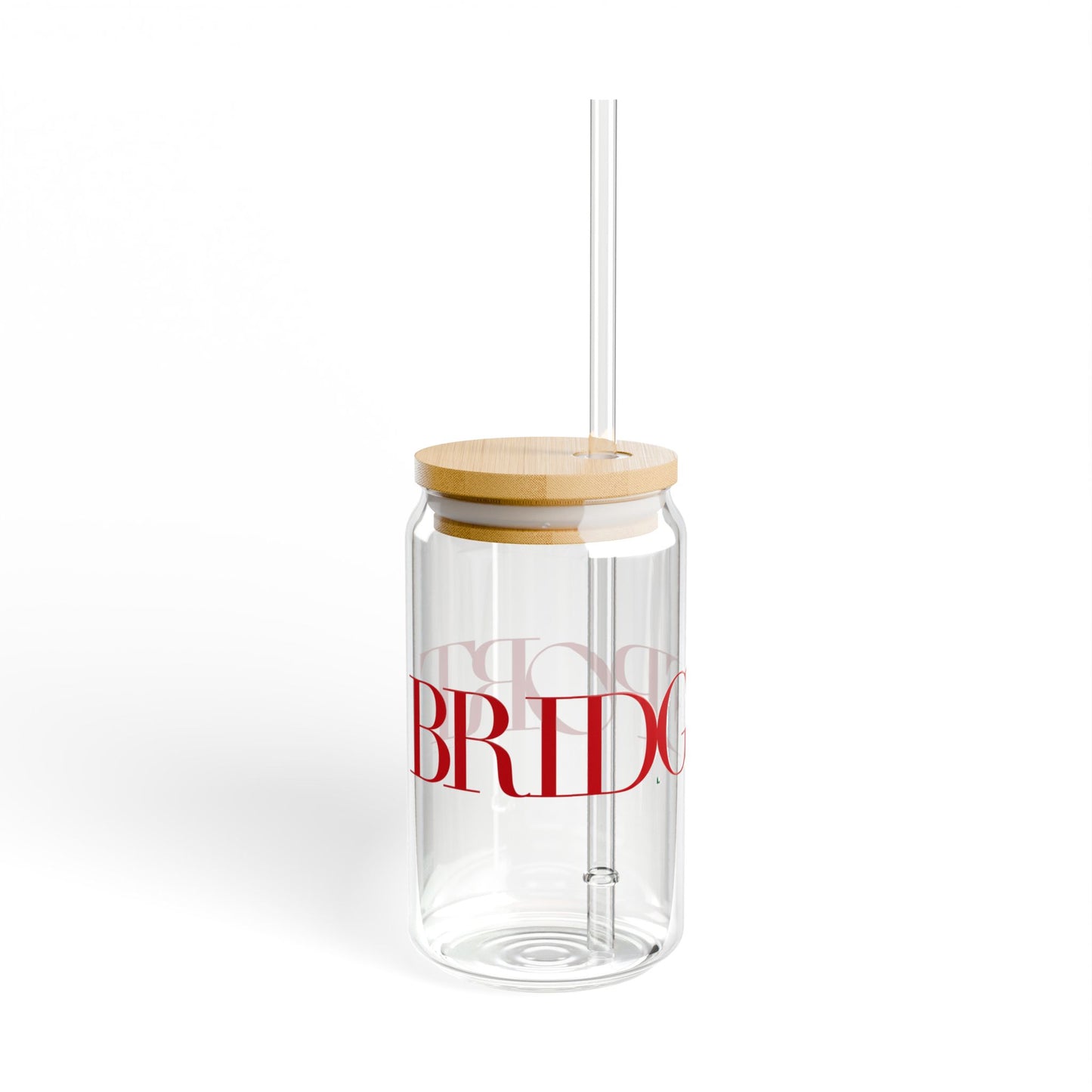 41 Tilt Bridgeport Glass Can with Straw and Lid, 16oz