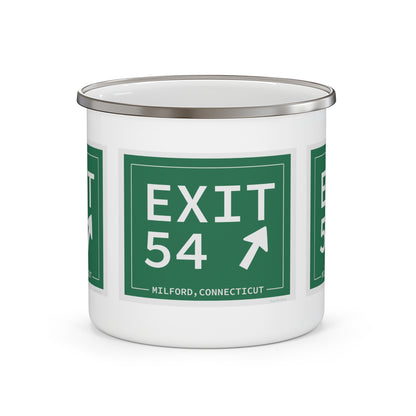 Vintage Exit 54  Merritt Parkway Sign Enamel Camping Mug