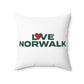 Love Norwalk Spun Polyester Square Pillow