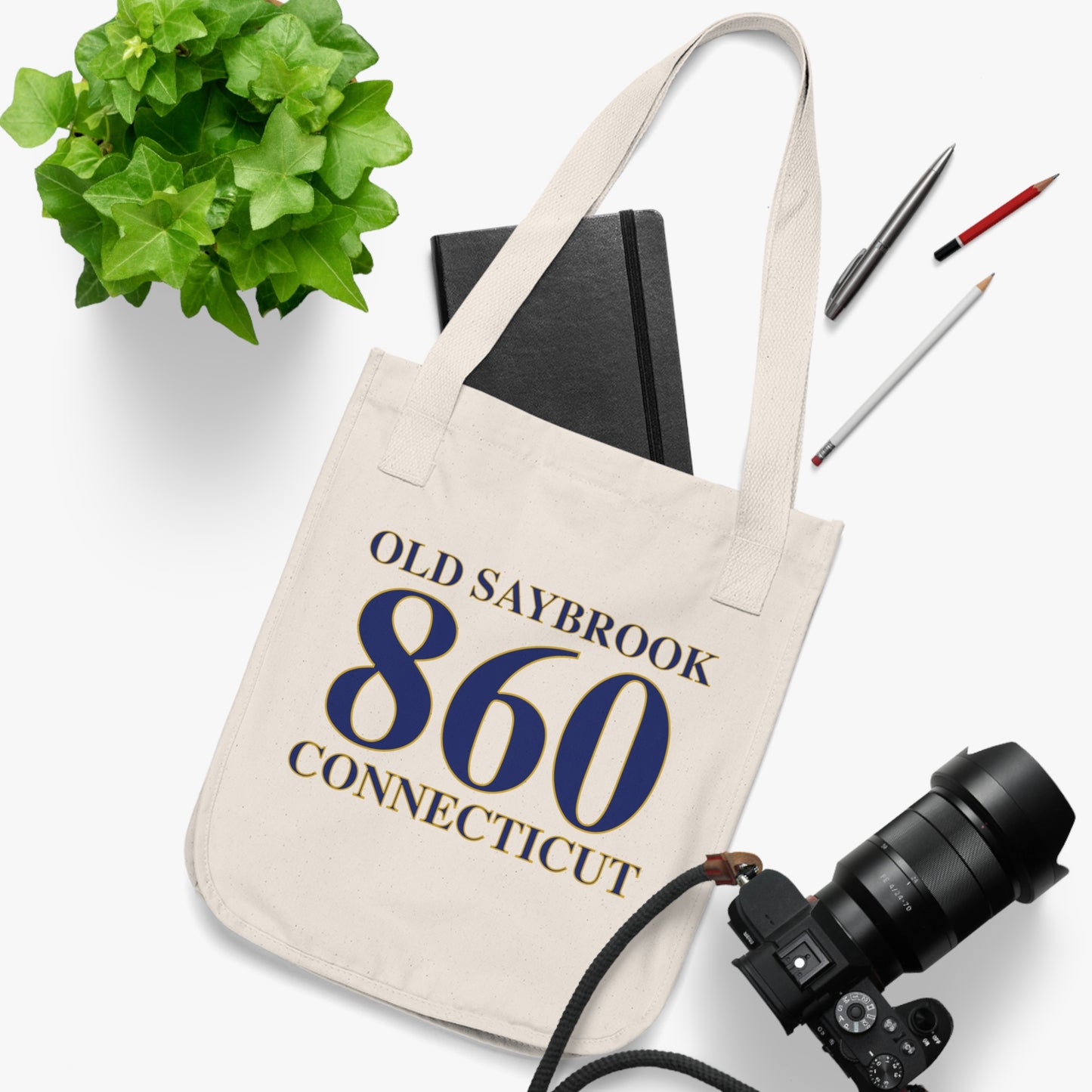 Old Saybrook 860 Connecticut Organic Canvas Tote Bag