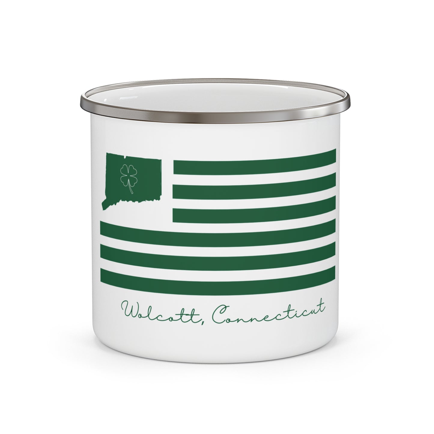 Wolcott Connecticut St. Patrick’s Day Flag Enamel Camping Mug