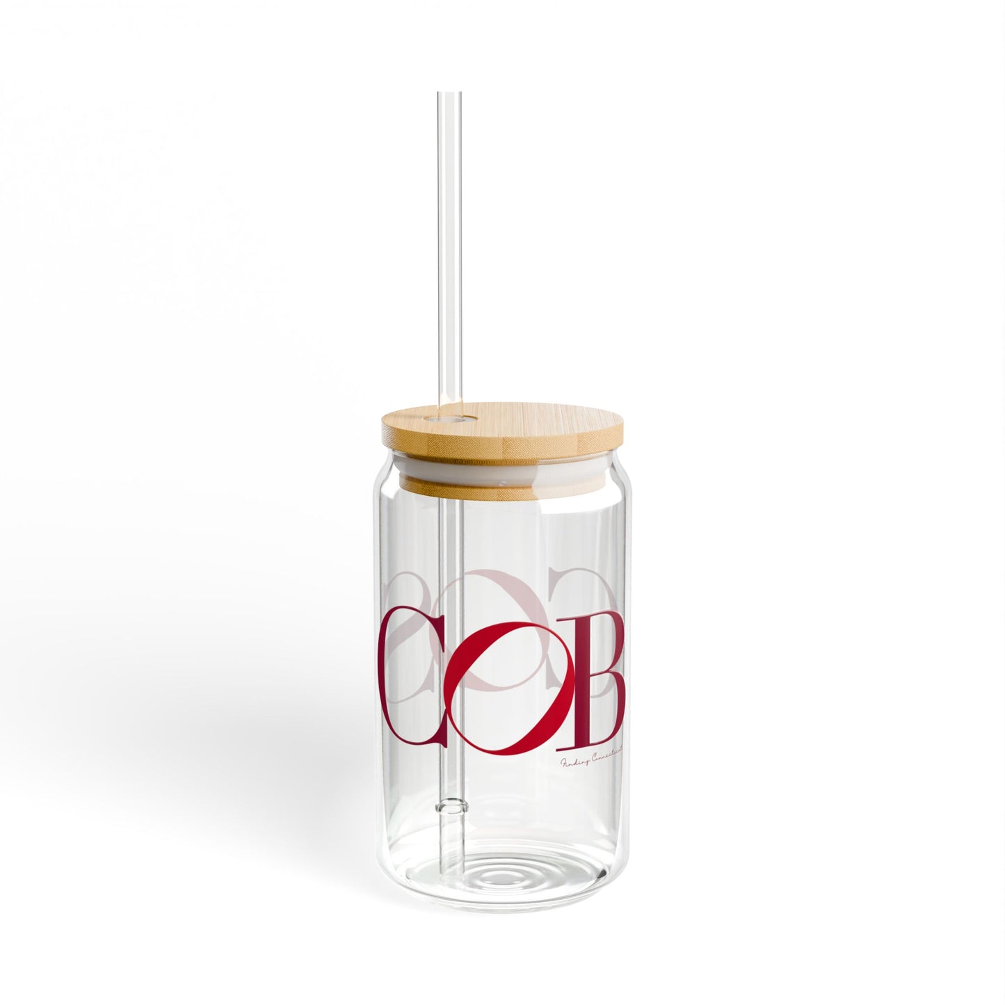 41 Tilt Cos Cob Glass Can with Straw and Lid, 16oz