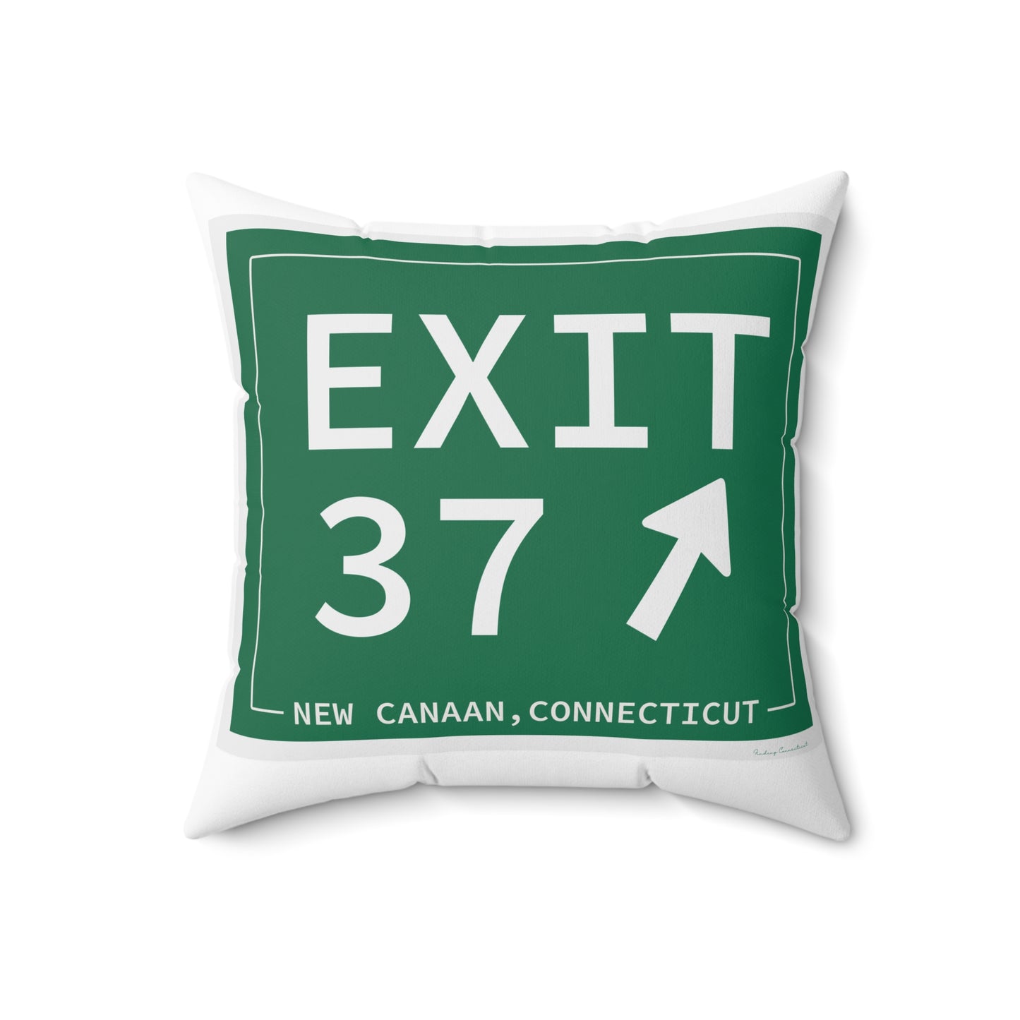Vintage Exit 37 Merritt Parkway Sign Spun Polyester Square Pillow