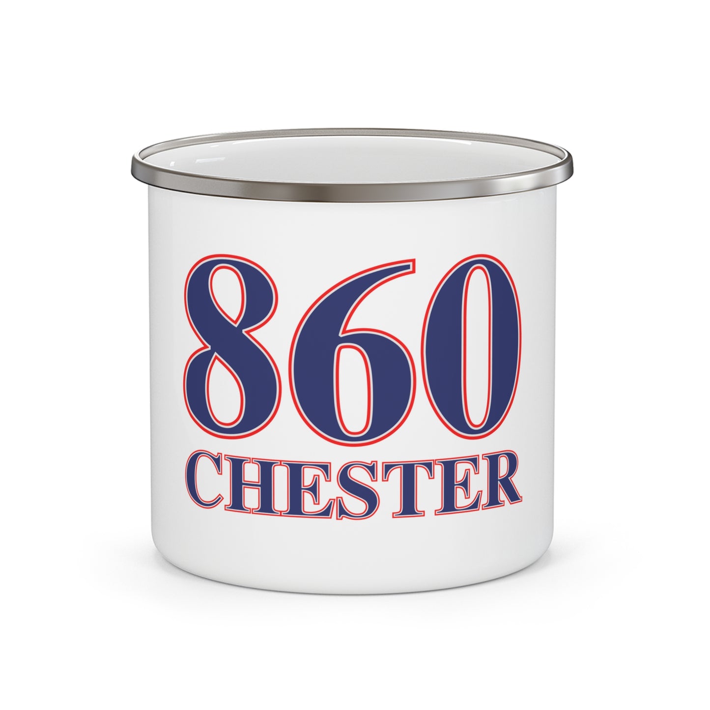 860 Chester Red, White & Blue Enamel Camping Mug