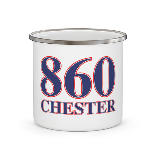 860 Chester Red, White & Blue Enamel Camping Mug