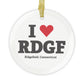 I Heart RDGF Glass Ornaments