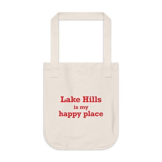 Lake Hills is My Happy Place Organic Canvas Tote Bag