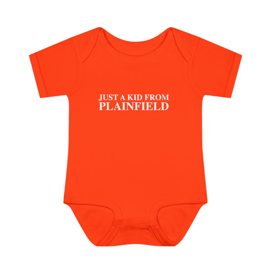 Just a kid from Plainfield Infant Baby Rib Bodysuit