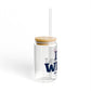 I Heart WLTN Glass Can with Straw and Lid, 16oz