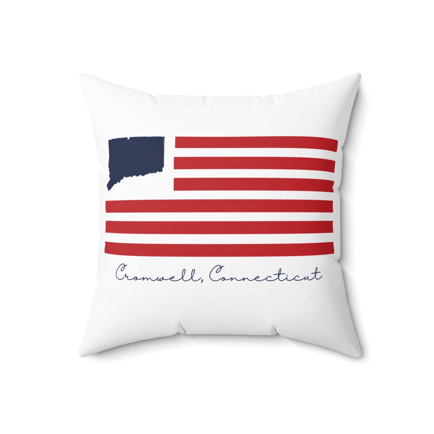 Cromwell Connecticut Flag Spun Polyester Square Pillow