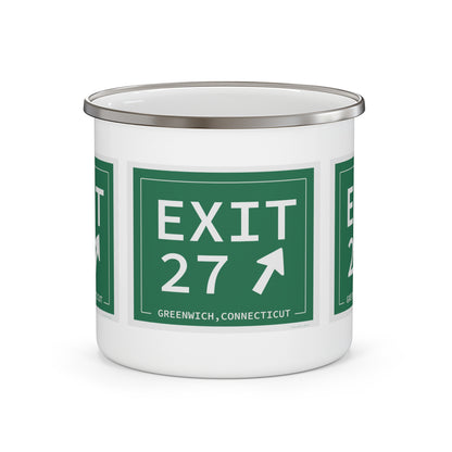 Vintage Exit 27 Merritt Parkway Sign Enamel Camping Mug