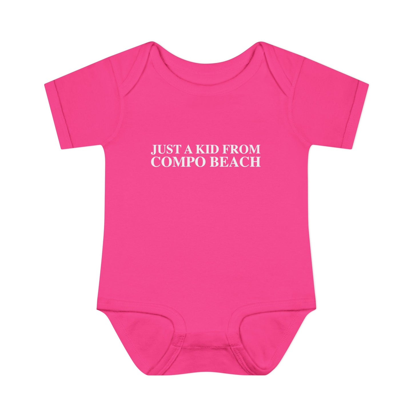 Just a kid from Compo Beach Infant Baby Rib Bodysuit