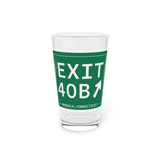 Vintage Exit 40B Merritt Parkway Sign Pint Glass, 16oz