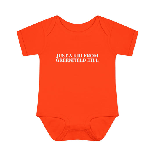 Just a kid from Greenfield Hill Infant Baby Rib Bodysuit