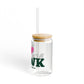 I Heart NRWK Glass Can with Straw and Lid, 16oz