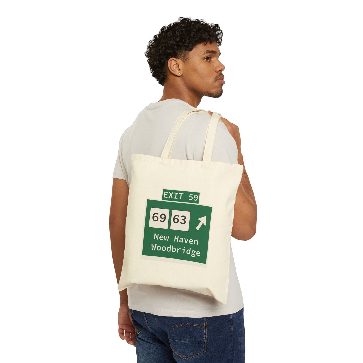 Vintage WCP Exit 59 Sign Cotton Canvas Tote Bag