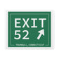 Vintage Exit 52  Merritt Parkway Sign Matte Canvas, Stretched, 1.25"