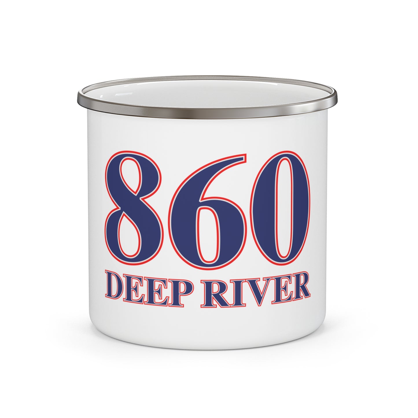 860 Deep River Red, White & Blue Enamel Camping Mug