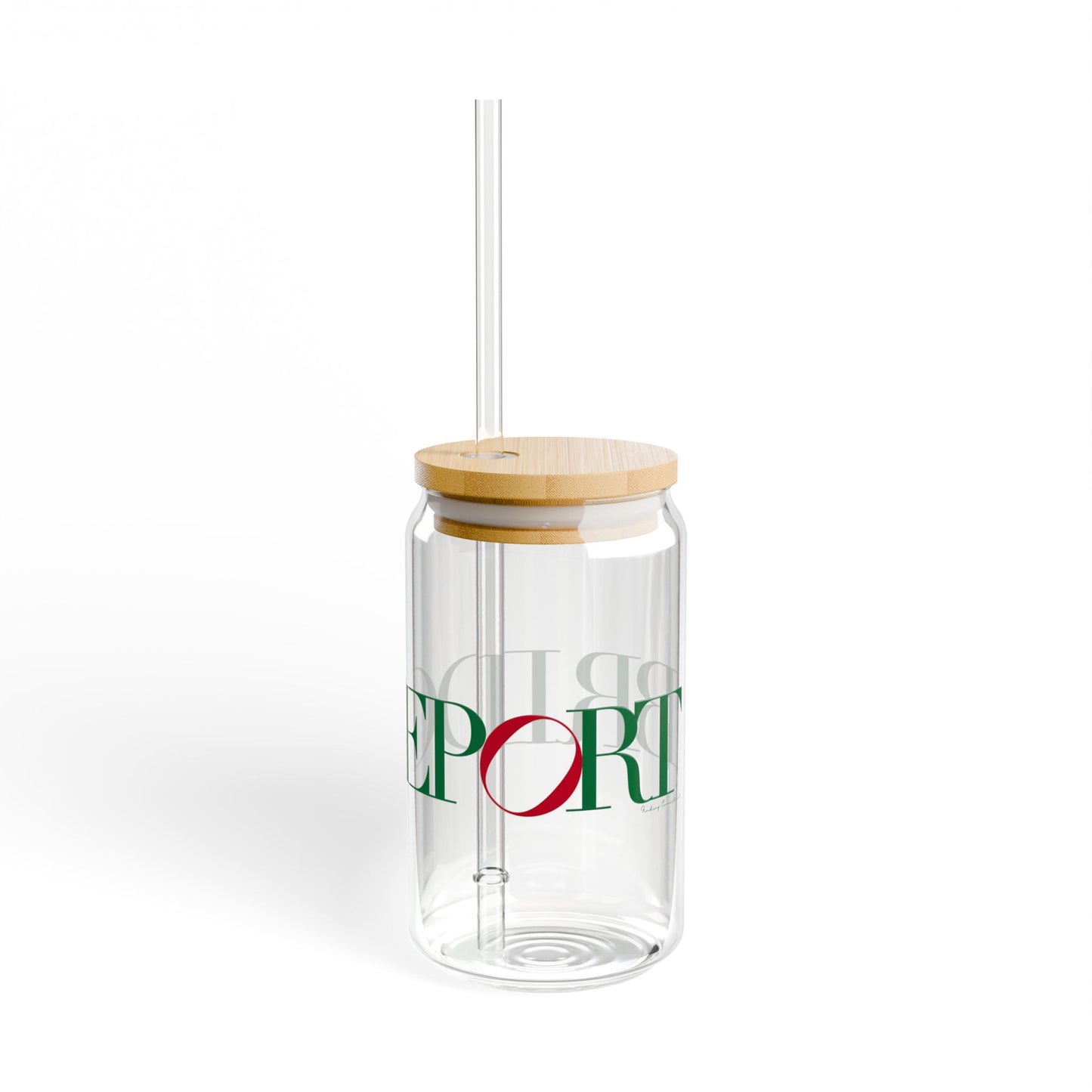 41 Tilt Bridgeport Glass Can with Straw and Lid, 16oz