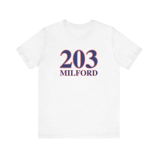 203 Milford Red White & Blue Unisex Jersey Short Sleeve T-Shirt