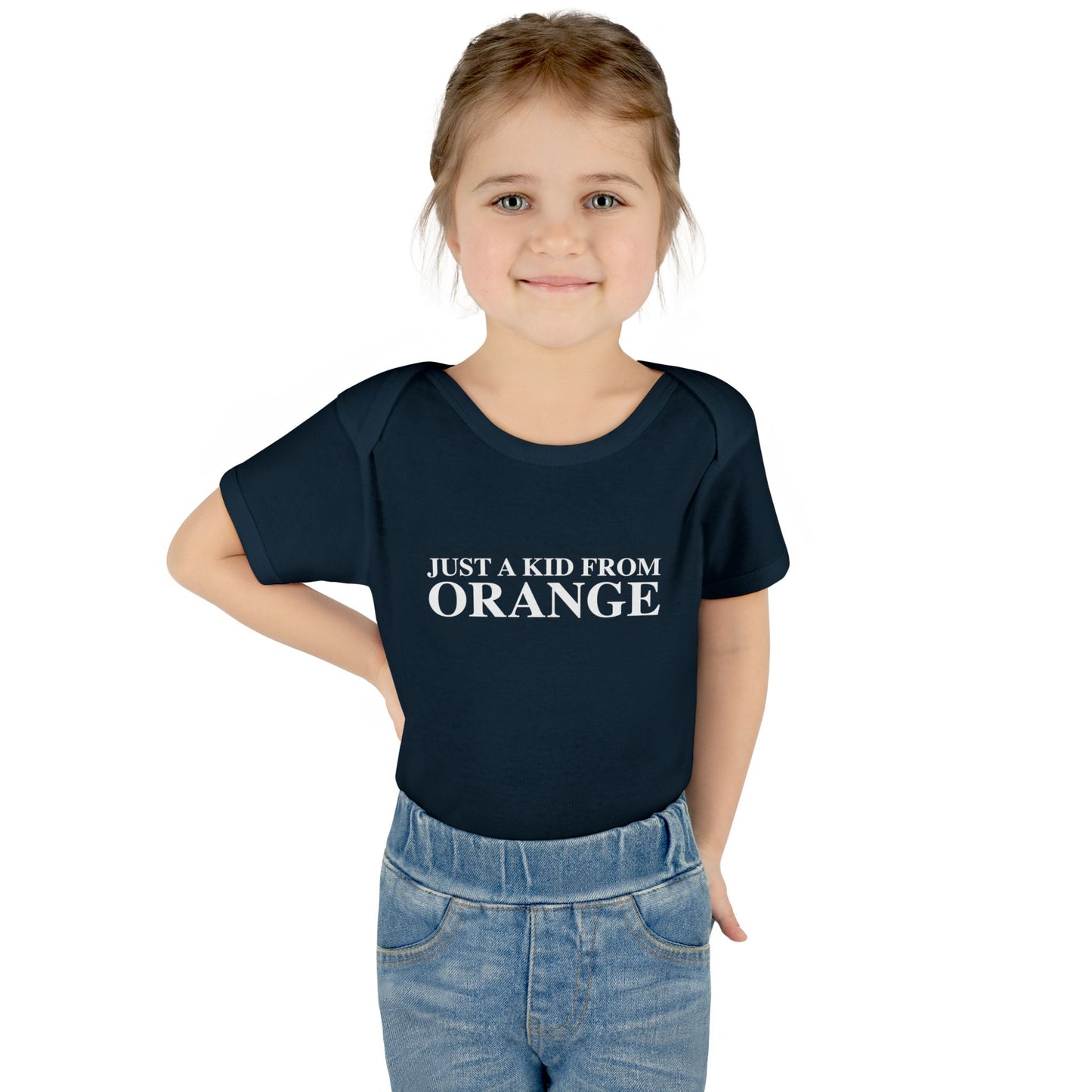 Just a kid from Orange Infant Baby Rib Bodysuit