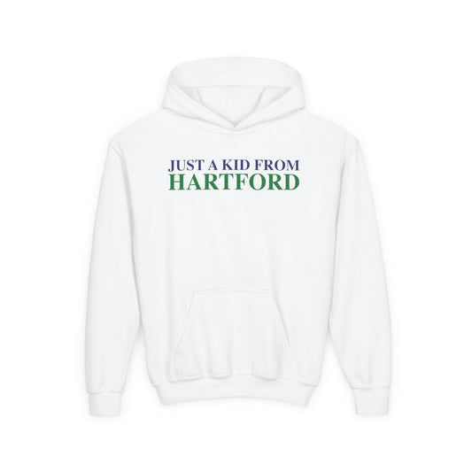 Just a kid from Hartford Youth Heavy Blend Hooded Sweatshirt