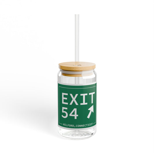 Vintage Exit 54  Merritt Parkway Sign Sipper Glass, 16oz