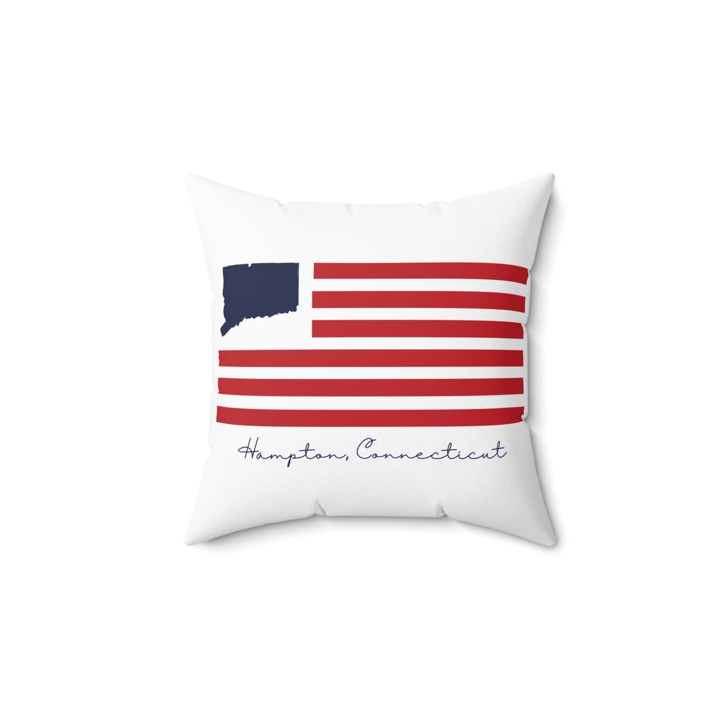 Hampton Connecticut Flag Spun Polyester Square Pillow