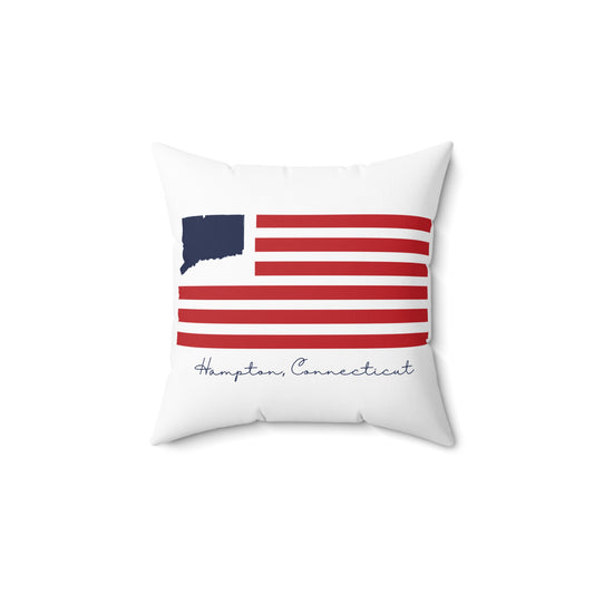 Hampton Connecticut Flag Spun Polyester Square Pillow