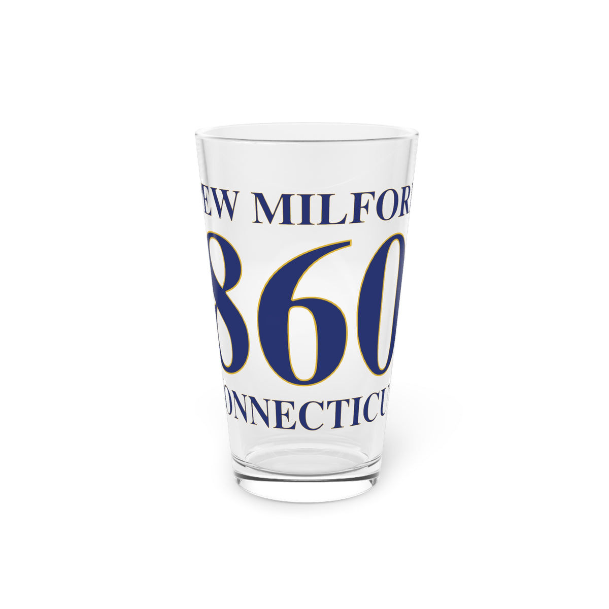 New Milford 860 Connecticut Pint Glass, 16oz