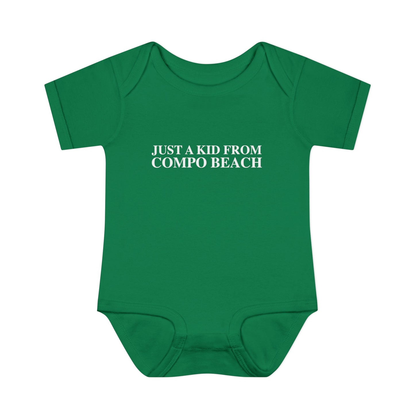 Just a kid from Compo Beach Infant Baby Rib Bodysuit