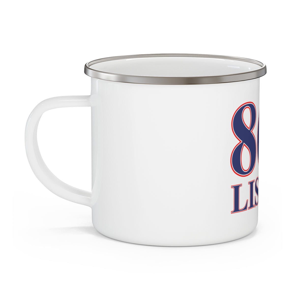 860 Lisbon Red, White & Blue Enamel Camping Mug