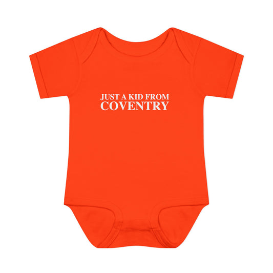 Just a kid from Coventry Infant Baby Rib Bodysuit