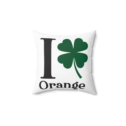 I Clover Orange Spun Polyester Square Pillow