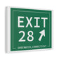 Vintage Exit 28 Merritt Parkway Sign Matte Canvas, Stretched, 1.25"