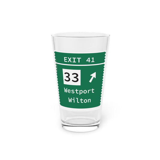 Vintage Merritt Parkway Exit 41 Sign Pint Glass, 16oz