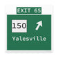 Vintage WCP Exit 65 Sign Matte Canvas, Stretched, 1.25"