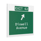 Vintage WCP Exit 62 Sign Matte Canvas, Stretched, 1.25"