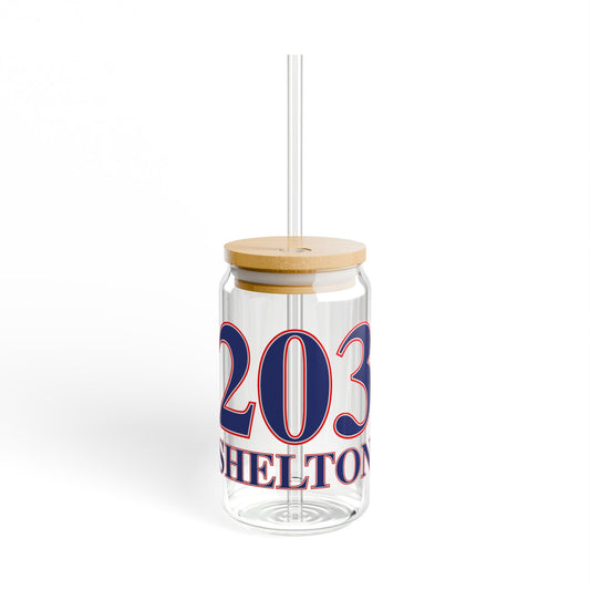 203 Shelton Red, White & Blue  Sipper Glass, 16oz