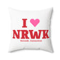 I Heart NRWK Spun Polyester Square Pillow