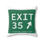 Vintage Exit 35 Merritt Parkway Sign Spun Polyester Square Pillow