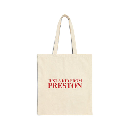 Just a kid from Preston Cotton Canvas Tote Bag