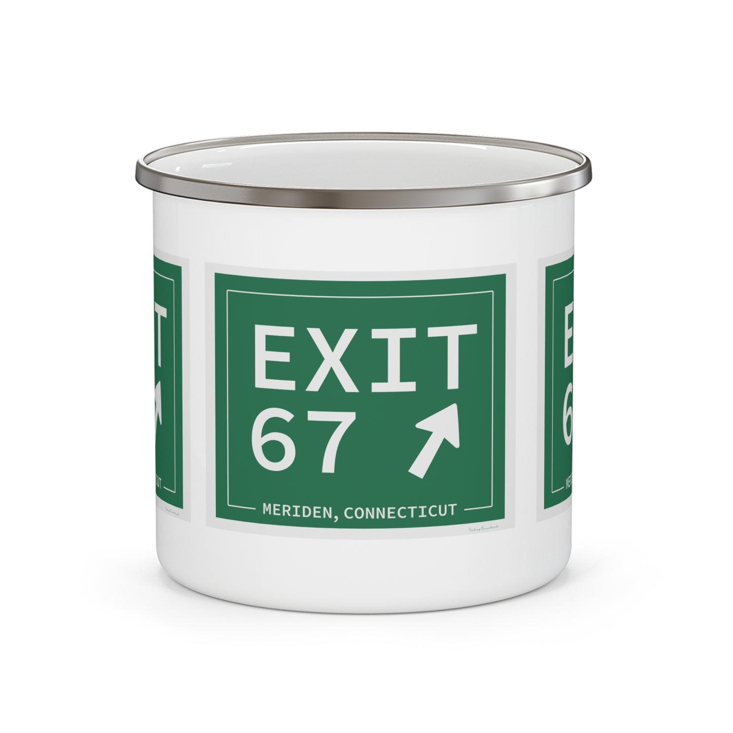 Vintage Exit 67 WCP Sign Enamel Camping Mug